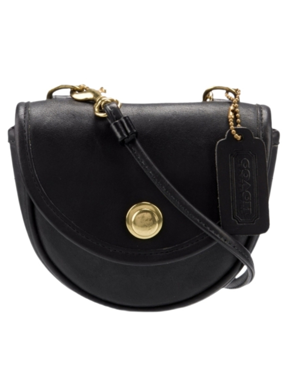 😍 Vintage 90's Coach Black Leather Convertible Mini Belt Bag Crossbody 9826
